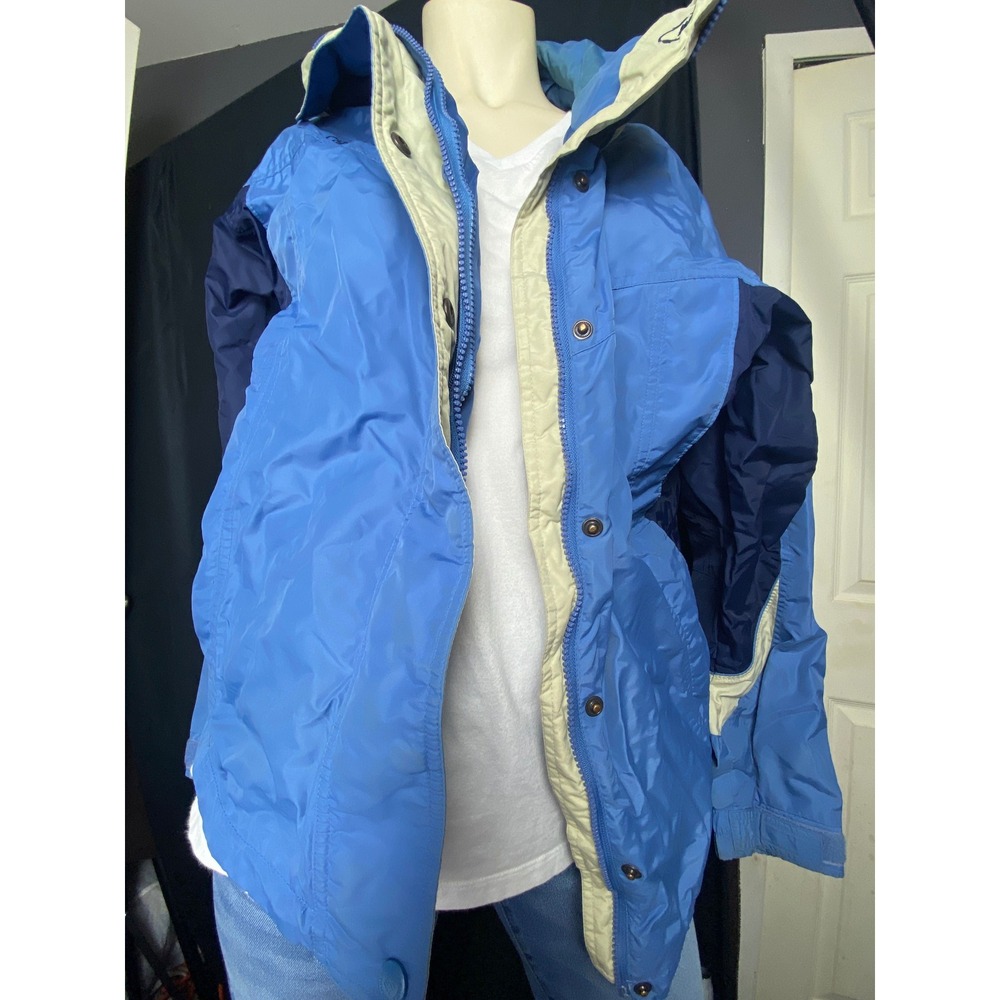 Outdoor Adventure Colorblock Zip Up Jacket Blue Beige Mens Size L